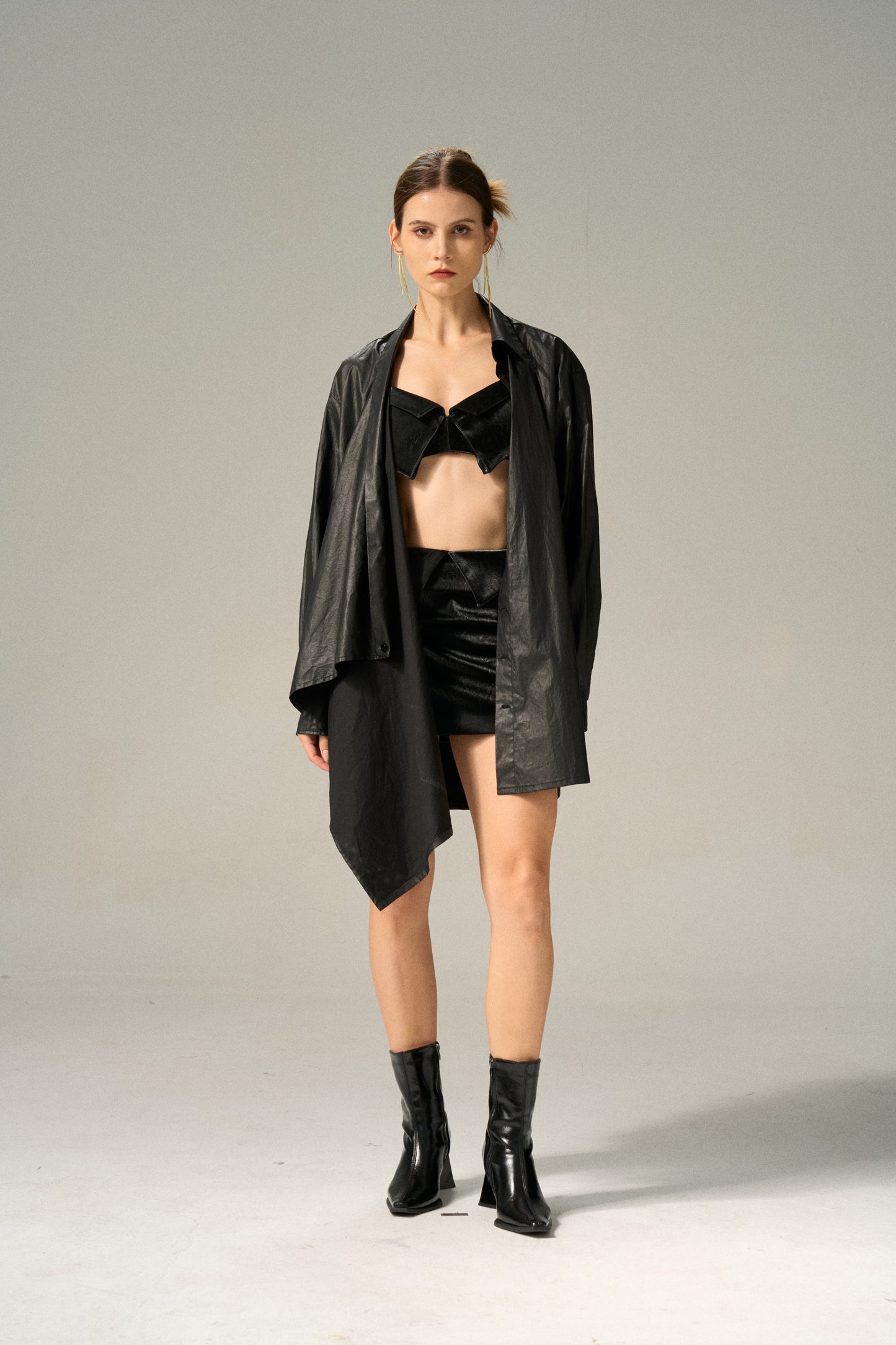 CANVAS DRAPED SHIRT BLACK