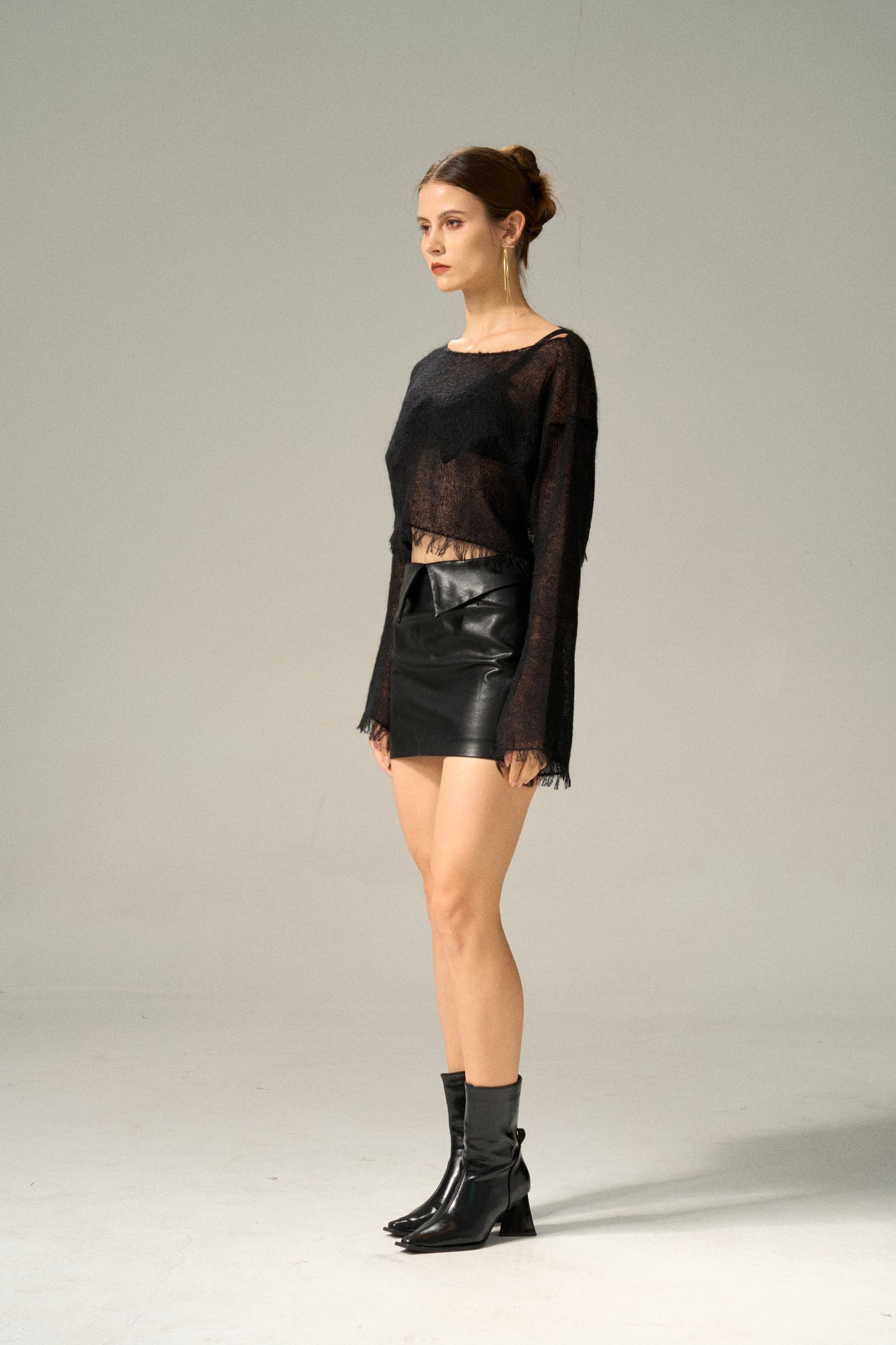 MOHAIR SHORT SWEATER BLACK